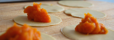 Ravioli gevuld met pompoen