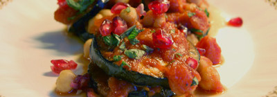 Aubergine met granaatappel